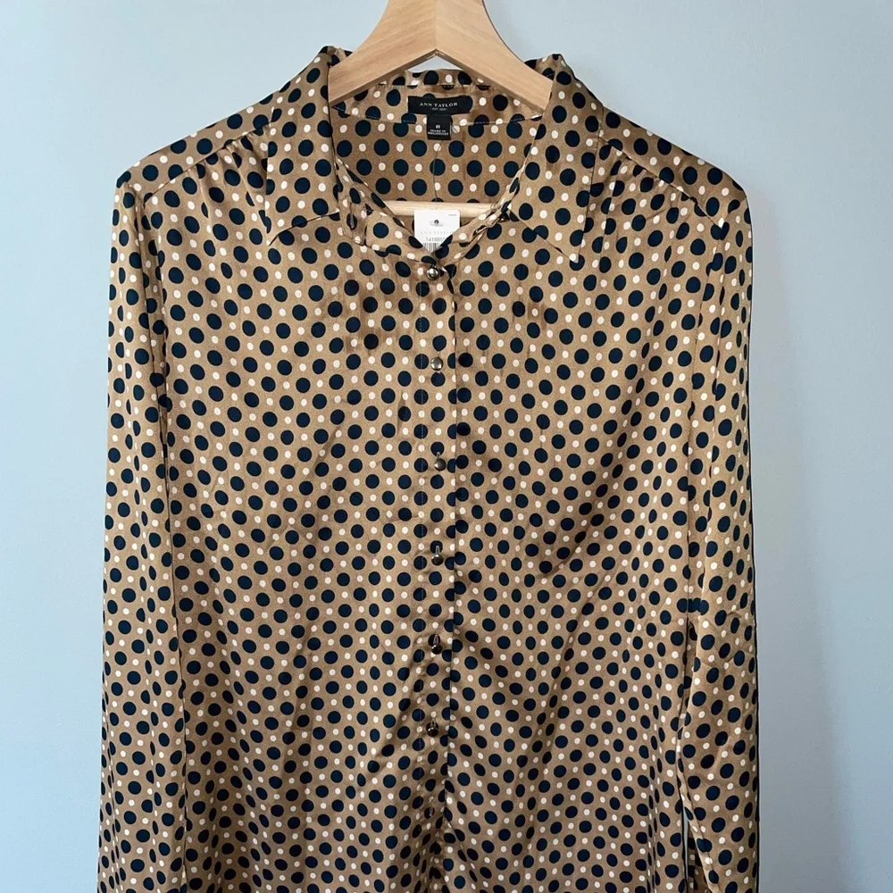 Gold and Black Ann Taylor Work Shirt - Picture 1 of 5